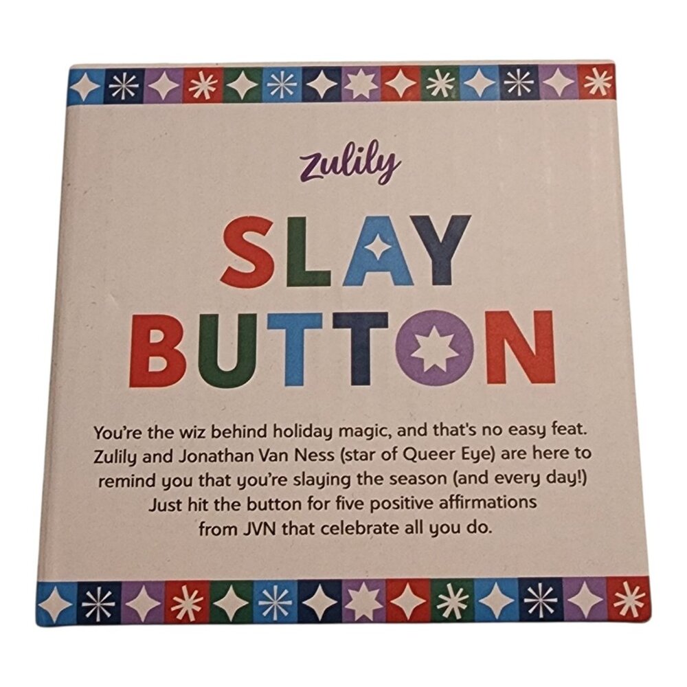 Jonathan Van Ness Zulily Slay XMAS BUTTON has Various Sayings